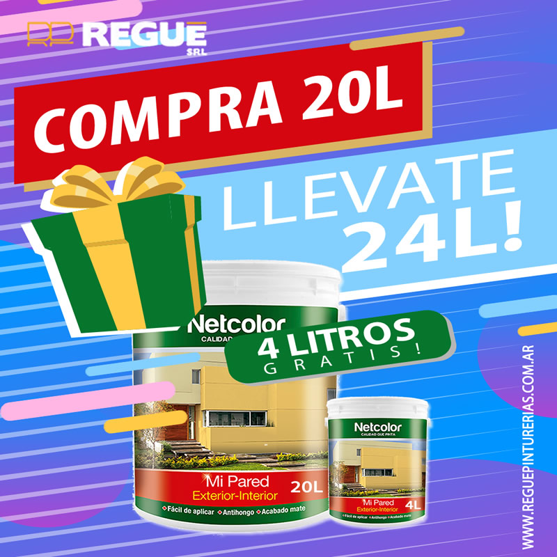 Compra 20 litros de Netcolor Mi Pared y llévate 4 litros GRATIS 🎁
