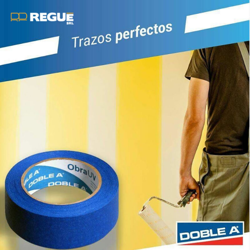 Cinta de Papel para Pintor Enmascarar Azul UV Doble A